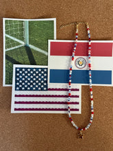 Load image into Gallery viewer, Red, White, Blue Beaded Necklace
